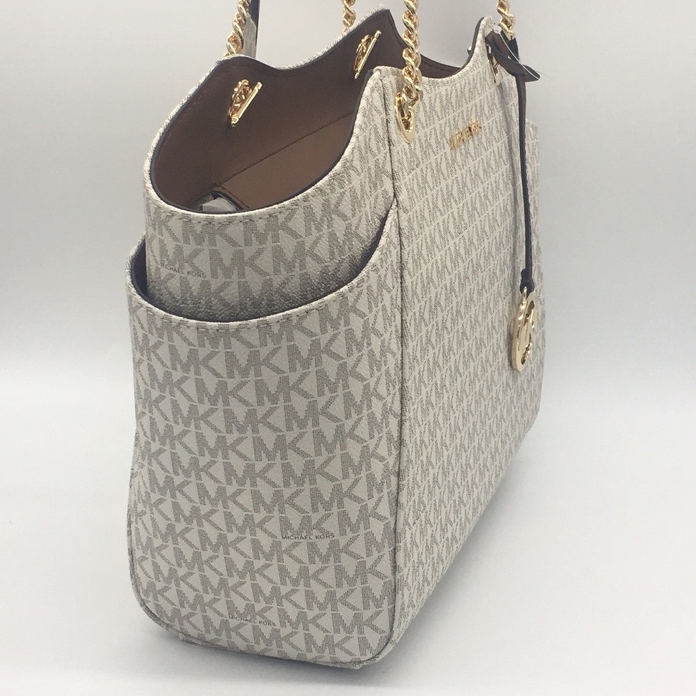 MICHAEL KORS LG CHAIN SHOULDER TOTE VANILLA - Picture 2 of 16